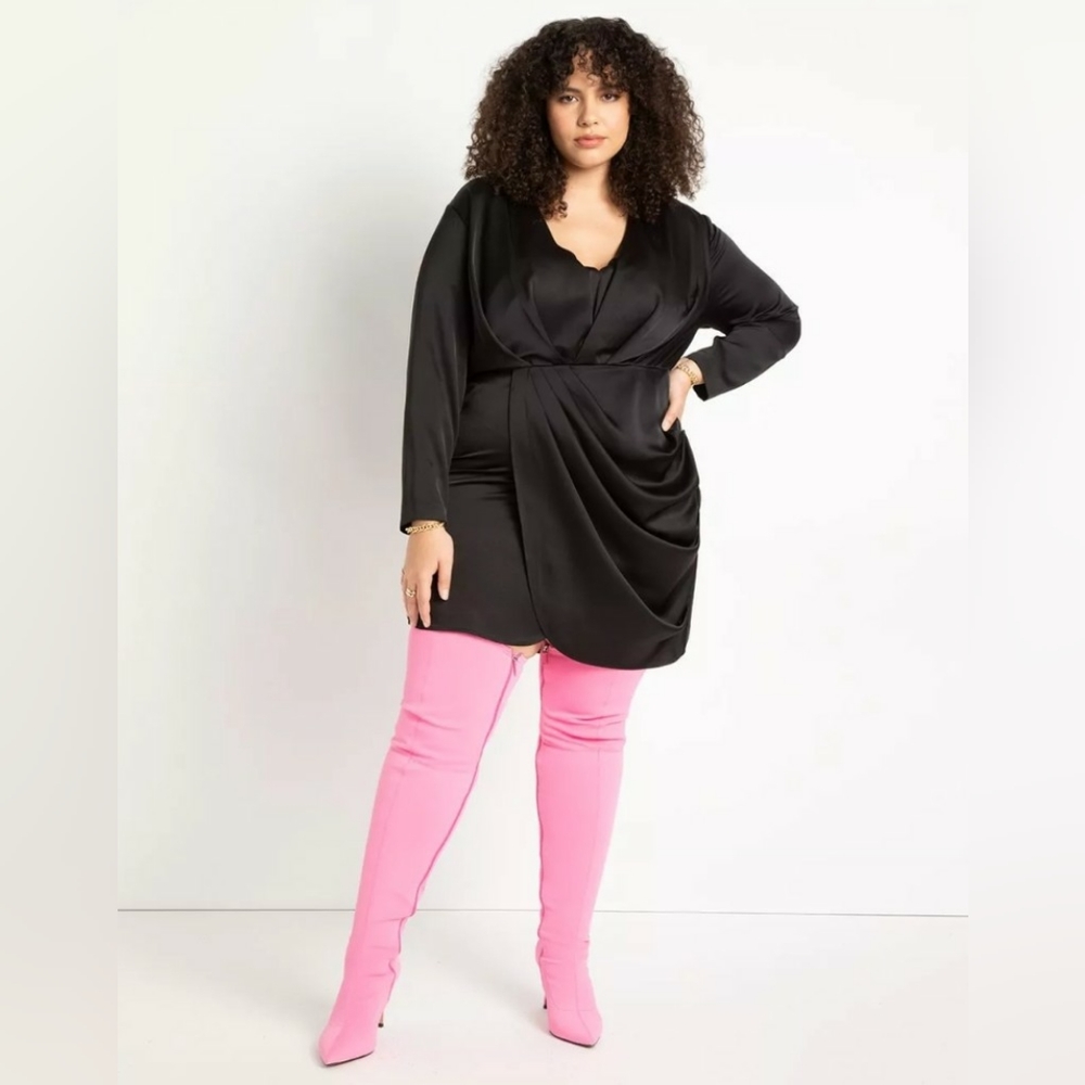 Eloquii Satin Draped Mini Dress